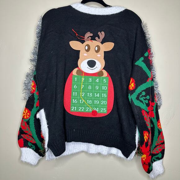 Ugly Christmas Sweater Llama LIGHTS UP Tacky Tinsel Xmas Party Winner Size Large - Picture 3 of 5